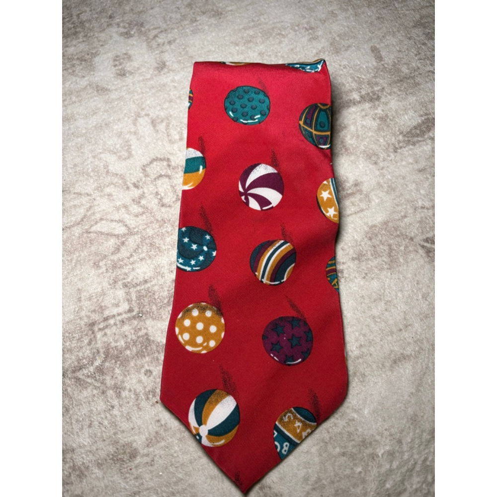 Perry Ellis Portfolio Red Silk Tie Cooln Patterned Design